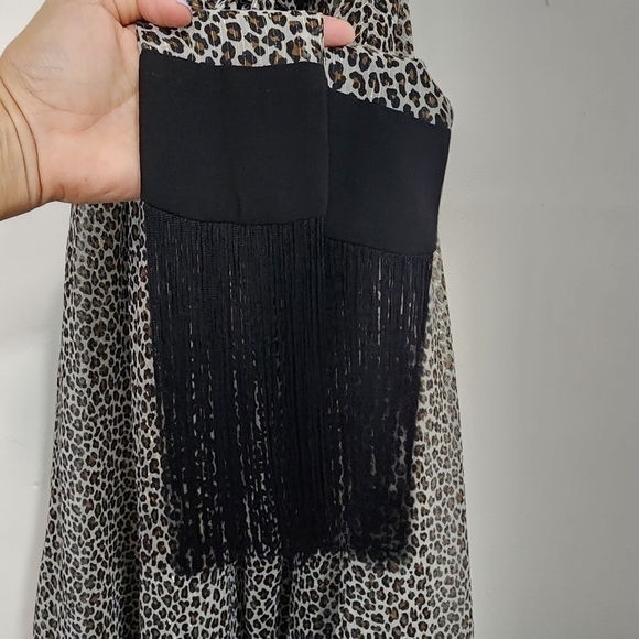 Michael Michael Kors Black Brown Handkerchief Hem Cheetah Print Dress - Picture 13 of 17